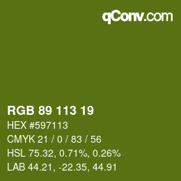 Color code: RGB 89 113 19 | qconv.com