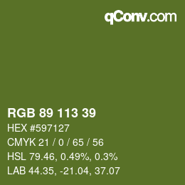 Color code: RGB 89 113 39 | qconv.com