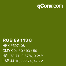 Color code: RGB 89 113 8 | qconv.com
