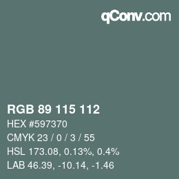 颜色代码: RGB 89 115 112 | qconv.com