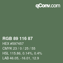Color code: RGB 89 116 87 | qconv.com