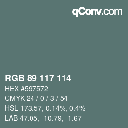 Color code: RGB 89 117 114 | qconv.com
