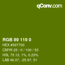 Color code: RGB 89 119 0 | qconv.com