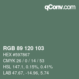 颜色代码: RGB 89 120 103 | qconv.com