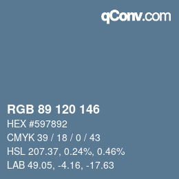 Farbcode: RGB 89 120 146 | qconv.com