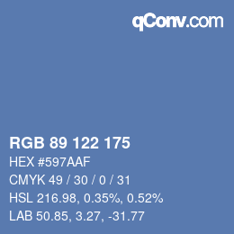 カラーコード: RGB 89 122 175 | qconv.com