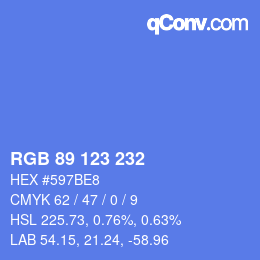 颜色代码: RGB 89 123 232 | qconv.com