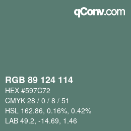 Color code: RGB 89 124 114 | qconv.com