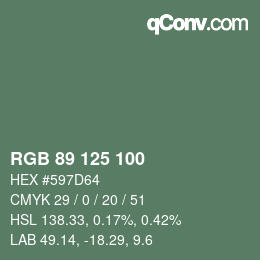 カラーコード: RGB 89 125 100 | qconv.com