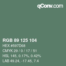 Farbcode: RGB 89 125 104 | qconv.com