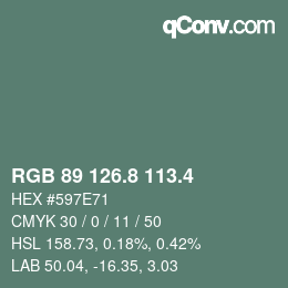 カラーコード: RGB 89 126.8 113.4 | qconv.com
