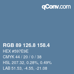 カラーコード: RGB 89 126.8 158.4 | qconv.com