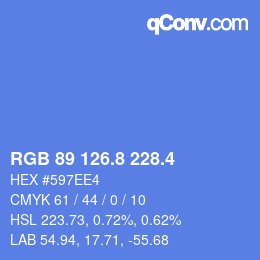 カラーコード: RGB 89 126.8 228.4 | qconv.com