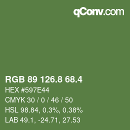 カラーコード: RGB 89 126.8 68.4 | qconv.com