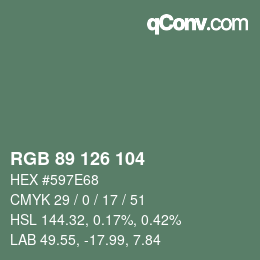カラーコード: RGB 89 126 104 | qconv.com