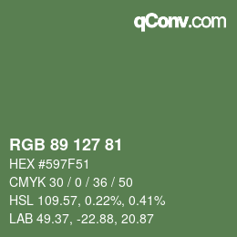 カラーコード: RGB 89 127 81 | qconv.com