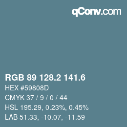 カラーコード: RGB 89 128.2 141.6 | qconv.com