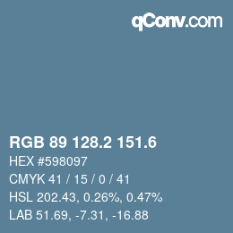 カラーコード: RGB 89 128.2 151.6 | qconv.com