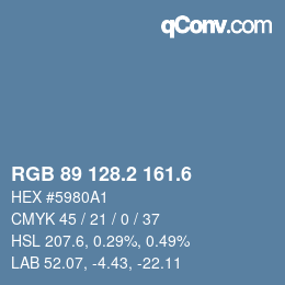 カラーコード: RGB 89 128.2 161.6 | qconv.com