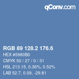 カラーコード: RGB 89 128.2 176.6 | qconv.com