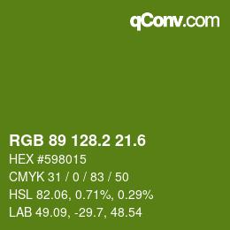 カラーコード: RGB 89 128.2 21.6 | qconv.com