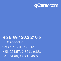 カラーコード: RGB 89 128.2 216.6 | qconv.com