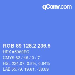 カラーコード: RGB 89 128.2 236.6 | qconv.com