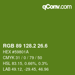 カラーコード: RGB 89 128.2 26.6 | qconv.com