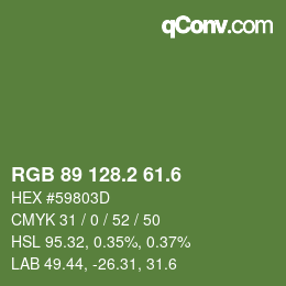 カラーコード: RGB 89 128.2 61.6 | qconv.com