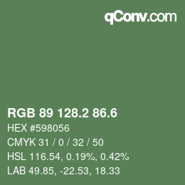 カラーコード: RGB 89 128.2 86.6 | qconv.com