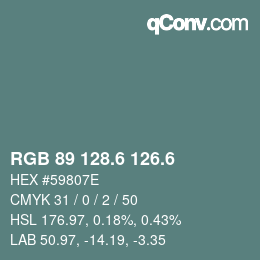カラーコード: RGB 89 128.6 126.6 | qconv.com