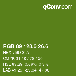 カラーコード: RGB 89 128.6 26.6 | qconv.com