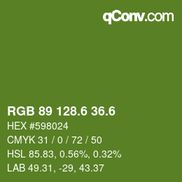 カラーコード: RGB 89 128.6 36.6 | qconv.com
