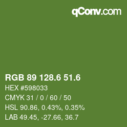 カラーコード: RGB 89 128.6 51.6 | qconv.com