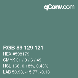 カラーコード: RGB 89 129 121 | qconv.com