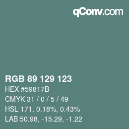 Color code: RGB 89 129 123 | qconv.com