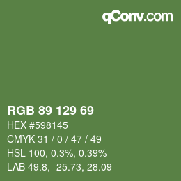 カラーコード: RGB 89 129 69 | qconv.com