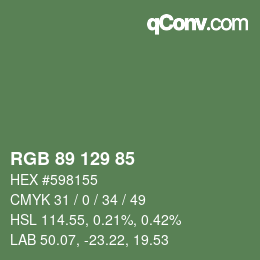 Color code: RGB 89 129 85 | qconv.com