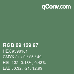 Color code: RGB 89 129 97 | qconv.com