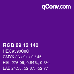Color code: RGB 89 12 140 | qconv.com