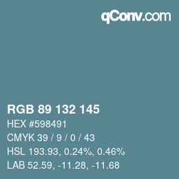 颜色代码: RGB 89 132 145 | qconv.com