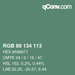 Color code: RGB 89 134 113 | qconv.com