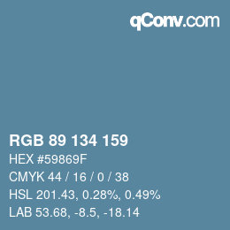 Color code: RGB 89 134 159 | qconv.com