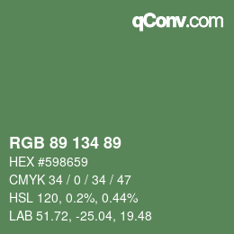 Color code: RGB 89 134 89 | qconv.com