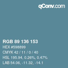 Color code: RGB 89 136 153 | qconv.com