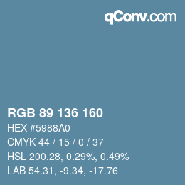 Color code: RGB 89 136 160 | qconv.com