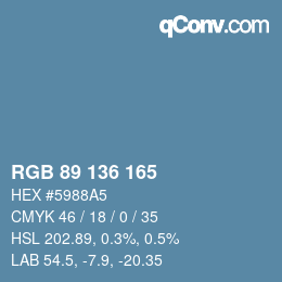 Color code: RGB 89 136 165 | qconv.com