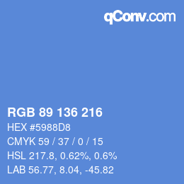 Color code: RGB 89 136 216 | qconv.com