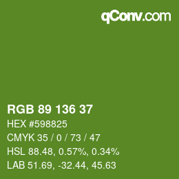 Color code: RGB 89 136 37 | qconv.com