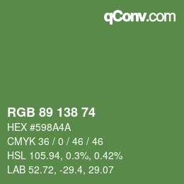 カラーコード: RGB 89 138 74 | qconv.com